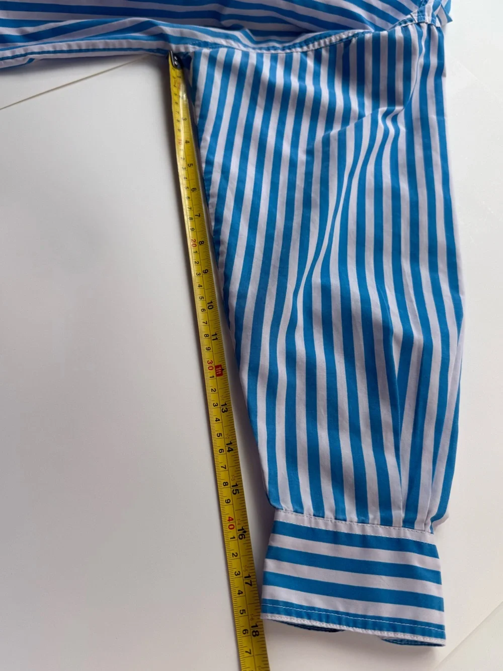 Vintage 90s Liz Thomas White & blue Striped Button Down Shirt with embroidery M - Picture 9 of 13